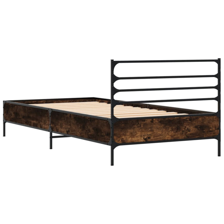 sengeramme 75x190 cm konstrueret træ og metal røget eg