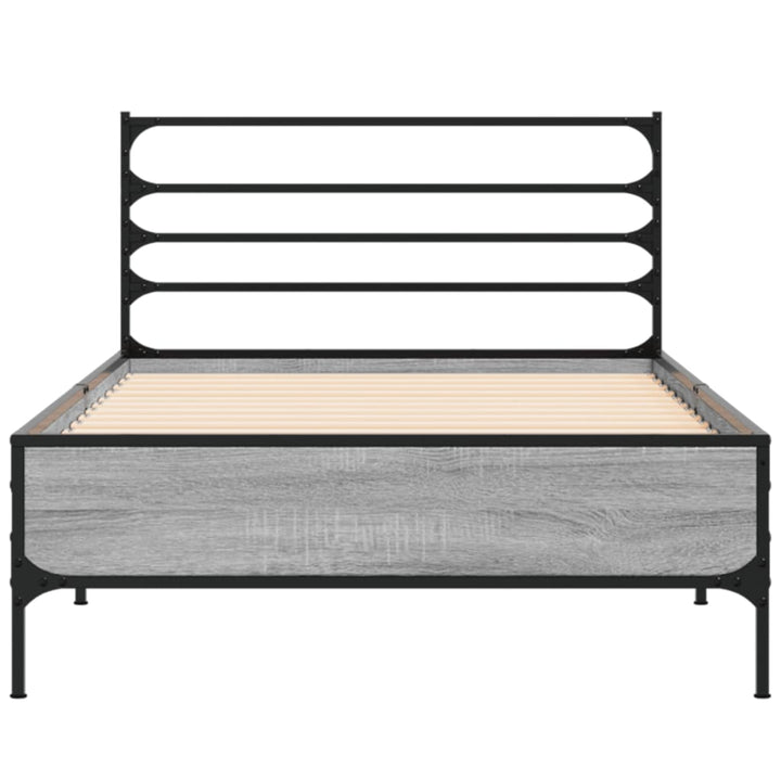sengeramme 75x190 cm konstrueret træ og metal grå sonoma-eg