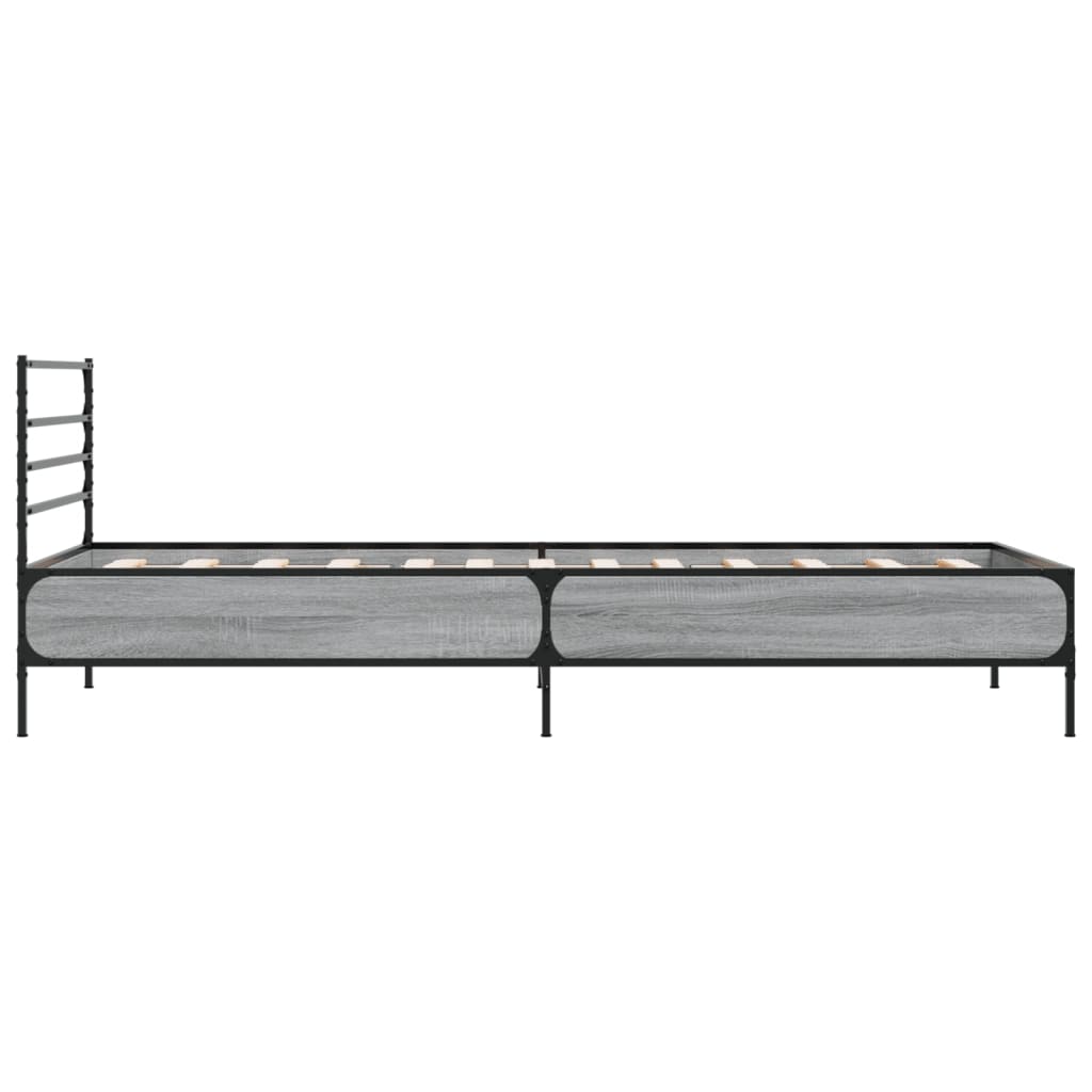 sengeramme 75x190 cm konstrueret træ og metal grå sonoma-eg