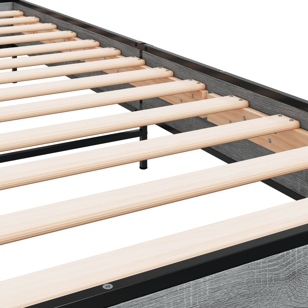 sengeramme 75x190 cm konstrueret træ og metal grå sonoma-eg
