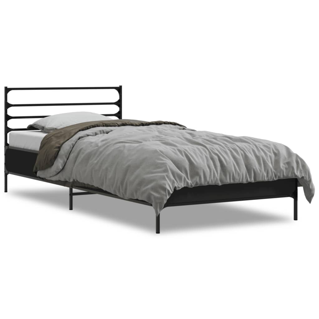 sengeramme 90x190 cm konstrueret træ og metal sort