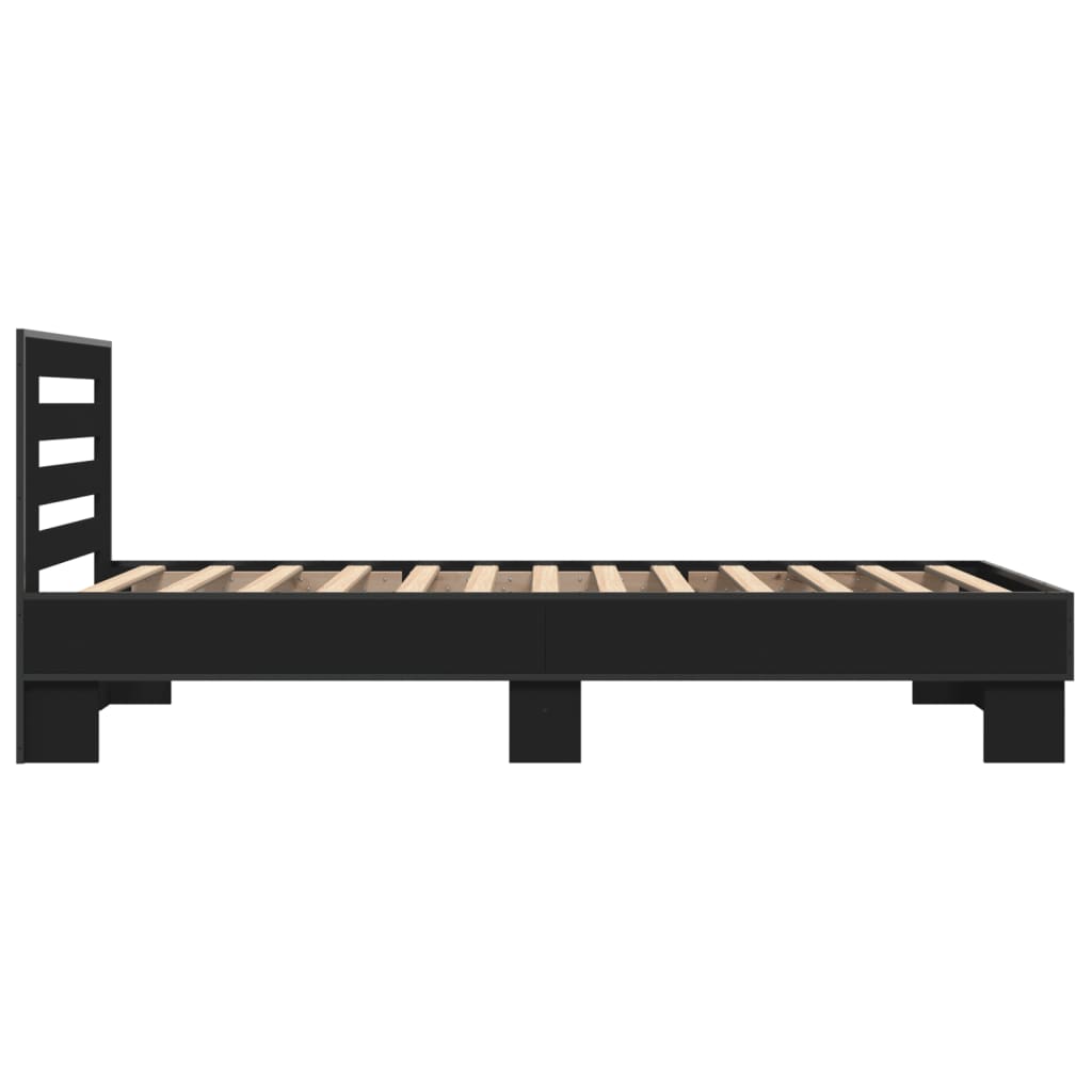 sengeramme 100x200 cm konstrueret træ og metal sort