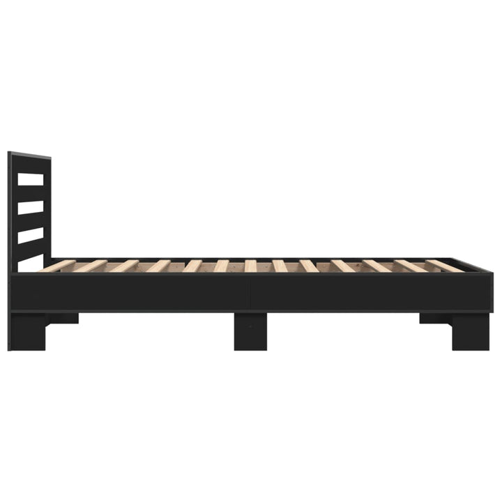 sengeramme 100x200 cm konstrueret træ og metal sort