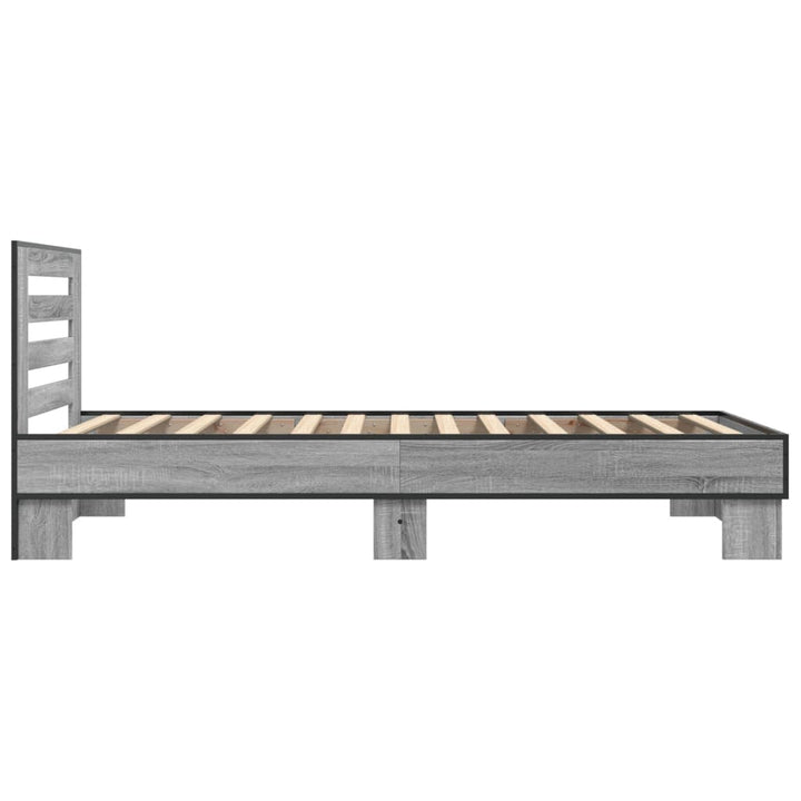 sengeramme 100x200 cm konstrueret træ og metal grå sonoma-eg