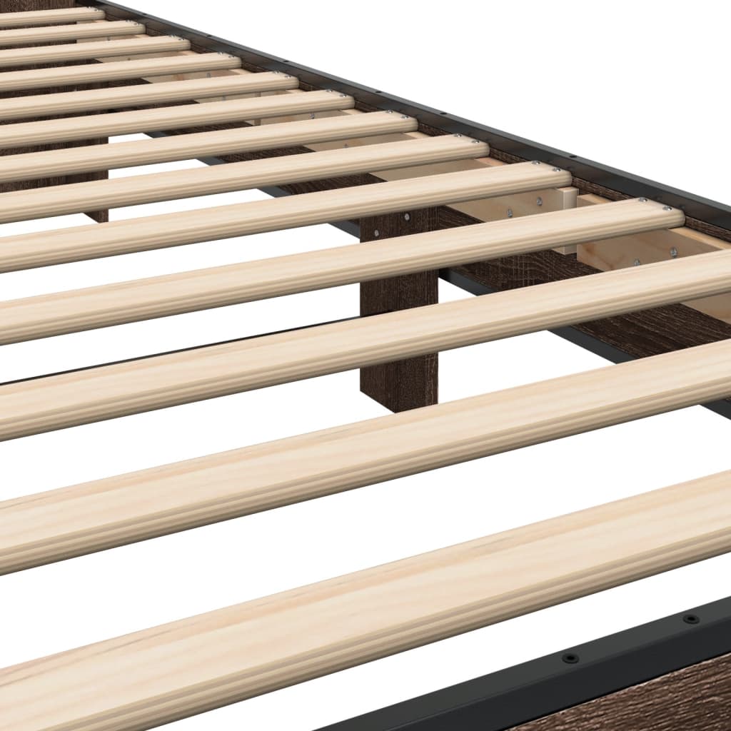 sengeramme 100x200 cm konstrueret træ og metal brunt egetræ