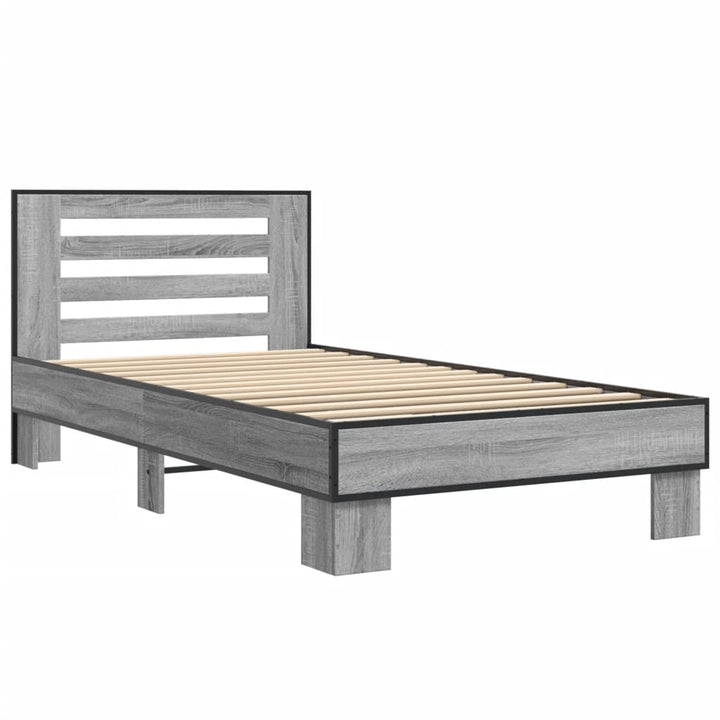 sengeramme 75x190 cm konstrueret træ og metal grå sonoma-eg