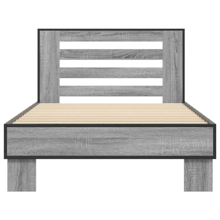sengeramme 75x190 cm konstrueret træ og metal grå sonoma-eg