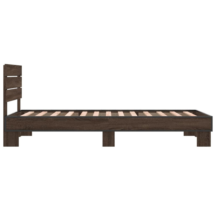 sengeramme 100x200 cm konstrueret træ og metal brunt egetræ