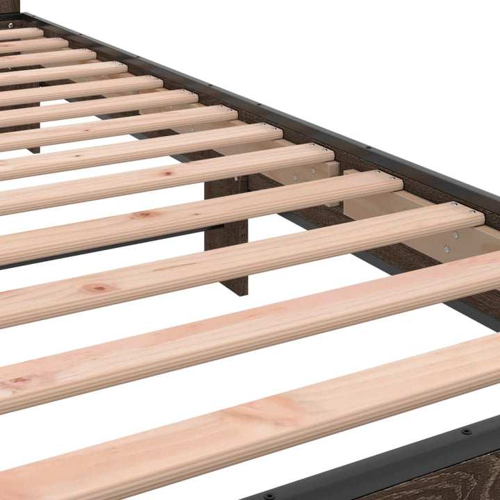 sengeramme 100x200 cm konstrueret træ og metal brunt egetræ