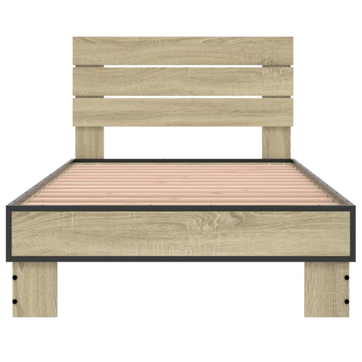 sengeramme 90x190 cm konstrueret træ og metal sonoma-eg