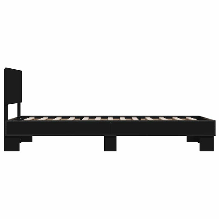 sengeramme 75x190 cm konstrueret træ og metal sort