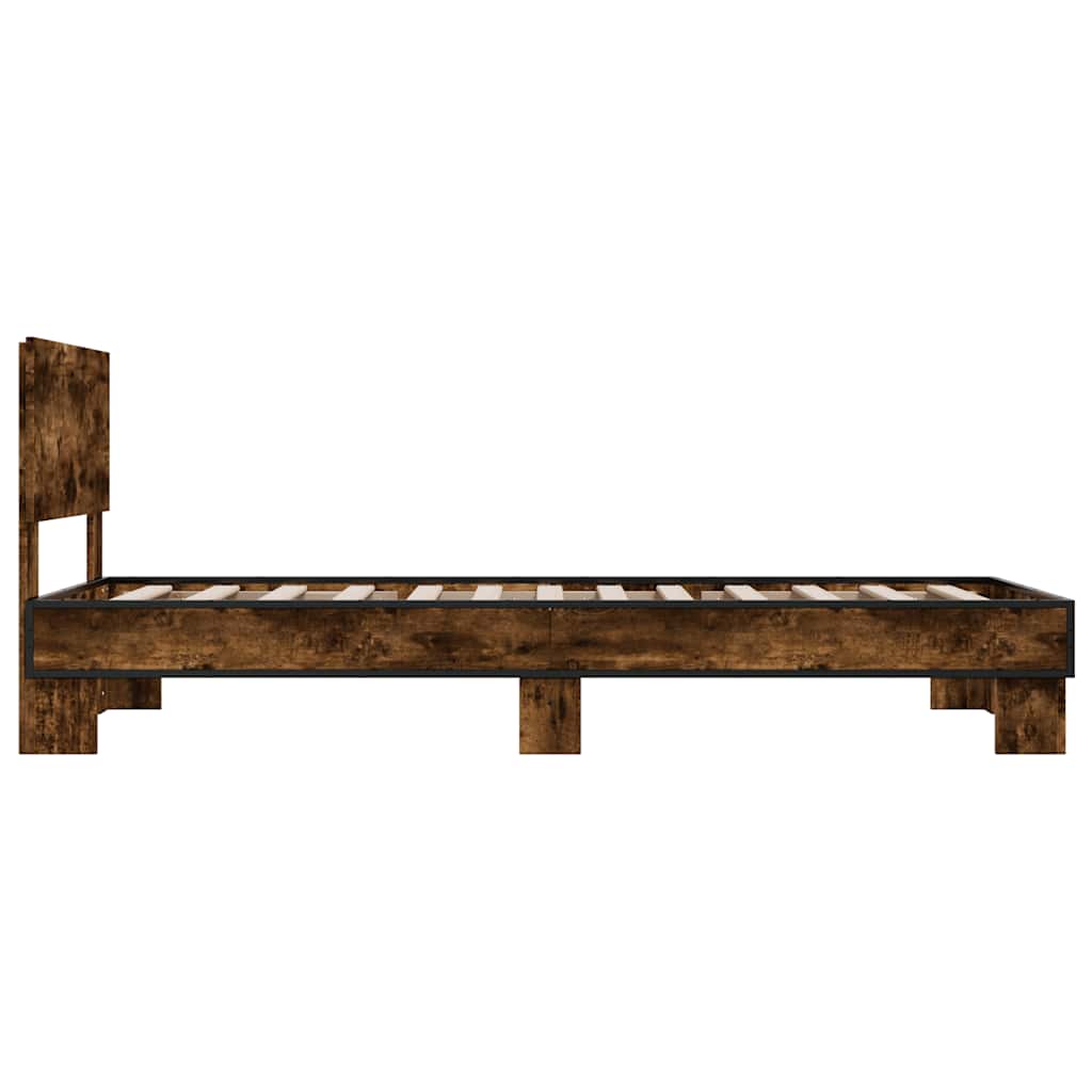 sengeramme 75x190 cm konstrueret træ og metal røget eg