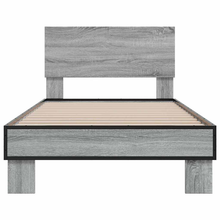 sengeramme 75x190 cm konstrueret træ og metal grå sonoma-eg