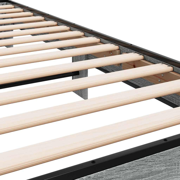 sengeramme 75x190 cm konstrueret træ og metal grå sonoma-eg