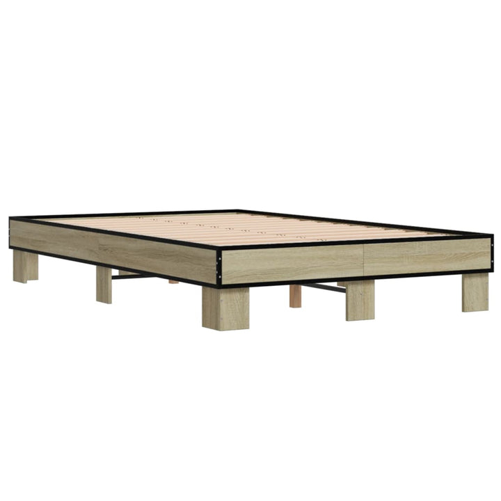 sengestel 120x200 cm konstrueret træ og metal sonoma-eg