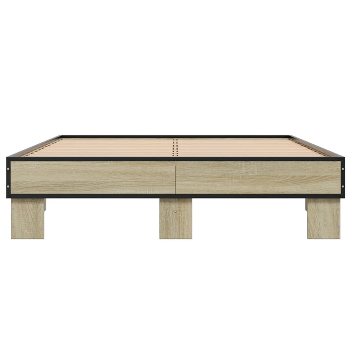 sengestel 120x200 cm konstrueret træ og metal sonoma-eg