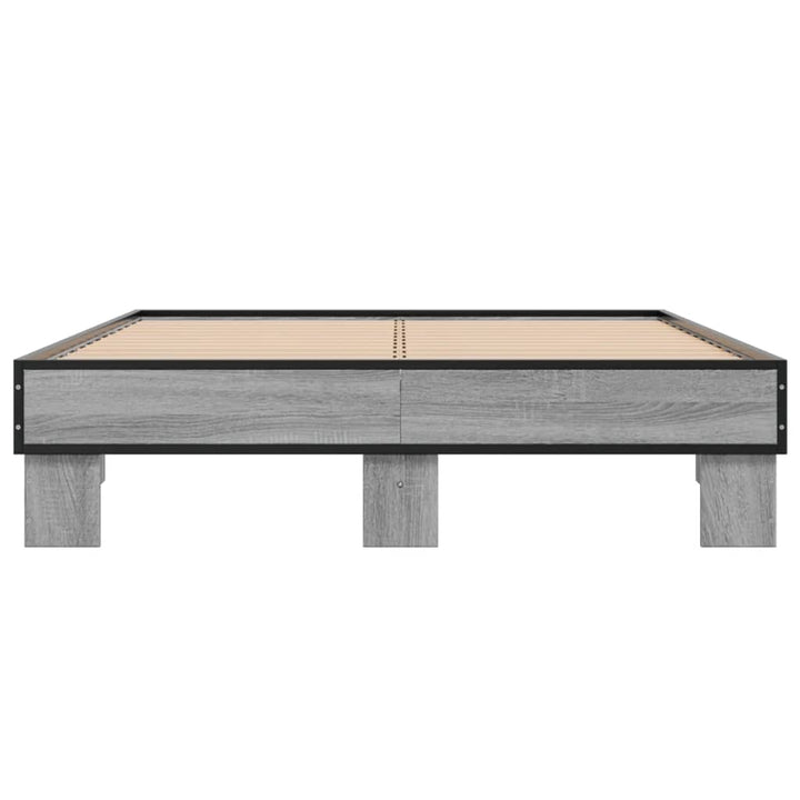 sengestel 120x200 cm konstrueret træ og metal grå sonoma-eg