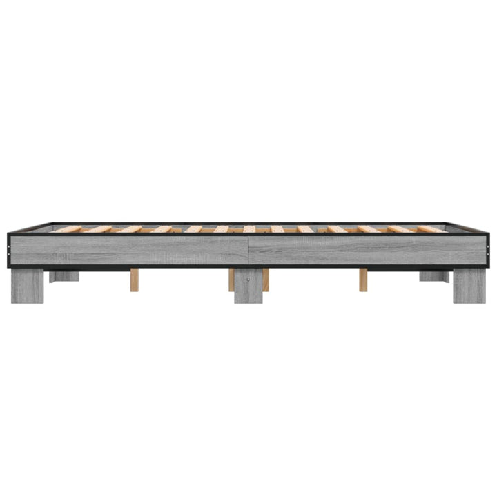 sengestel 120x200 cm konstrueret træ og metal grå sonoma-eg