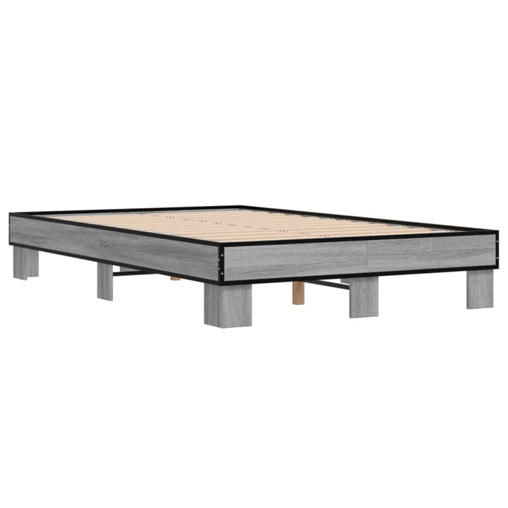 sengestel 120x200 cm konstrueret træ og metal grå sonoma-eg