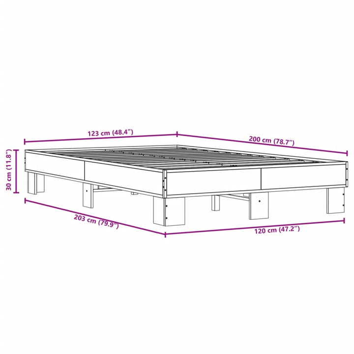 sengestel 120x200 cm konstrueret træ og metal brun egetræ