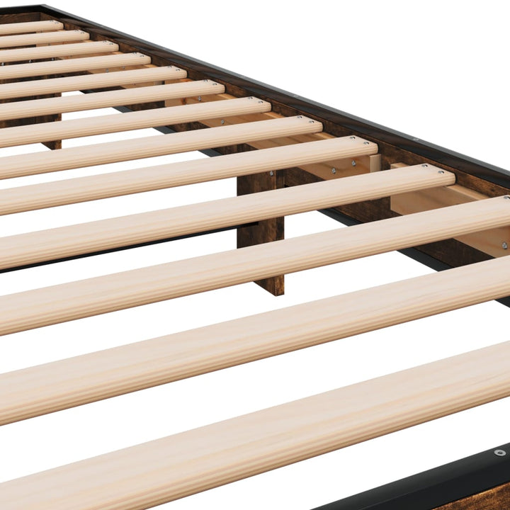 sengeramme 100x200 cm konstrueret træ og metal røget eg