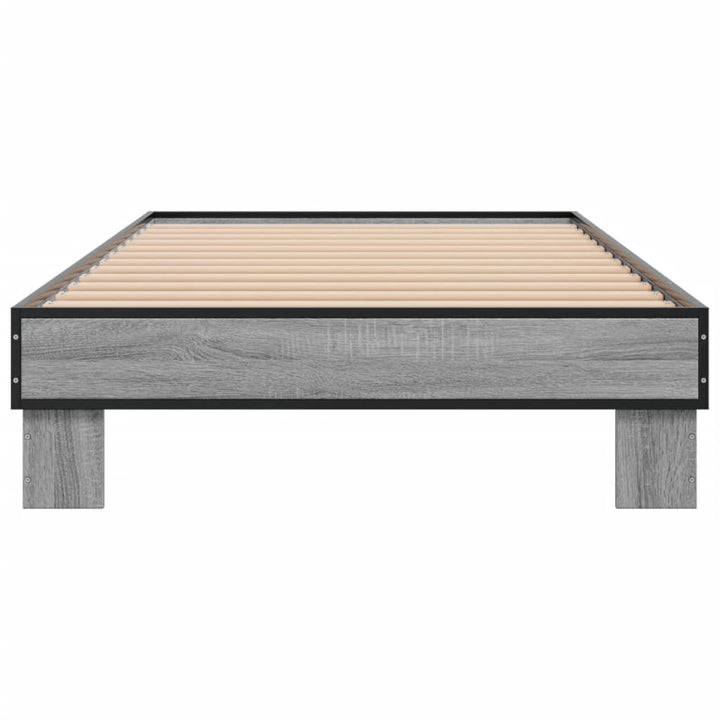 sengeramme 100x200 cm konstrueret træ og metal grå sonoma-eg