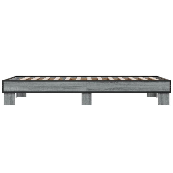 sengeramme 100x200 cm konstrueret træ og metal grå sonoma-eg