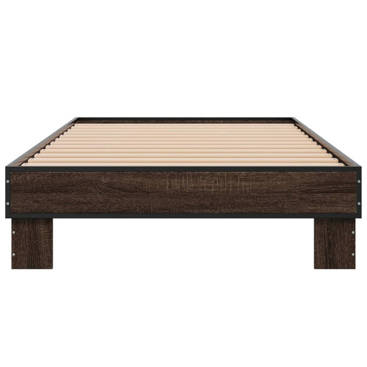 sengeramme 100x200 cm konstrueret træ og metal brunt egetræ