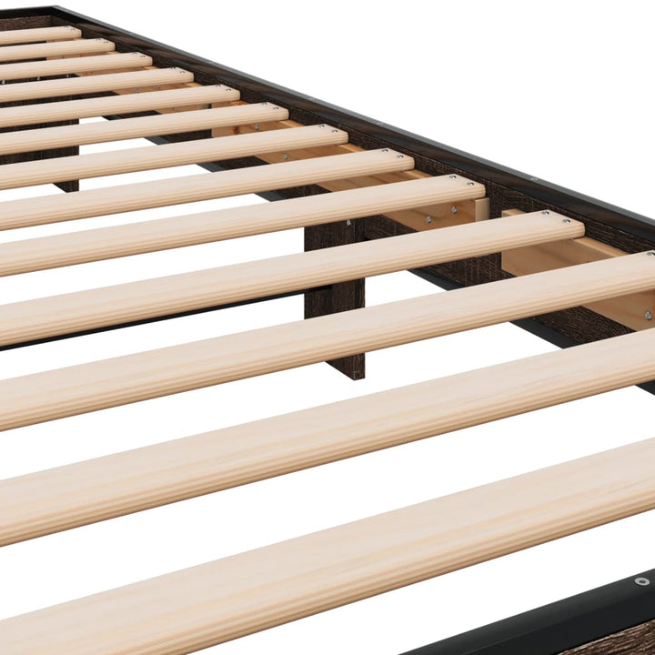 sengeramme 100x200 cm konstrueret træ og metal brunt egetræ