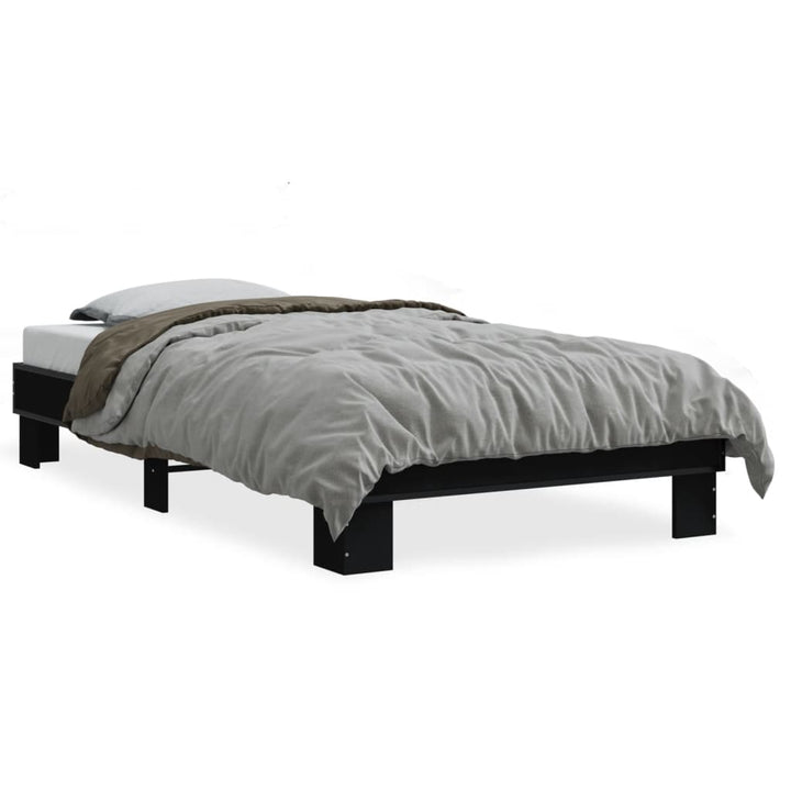 sengeramme 90x200 cm konstrueret træ og metal sort