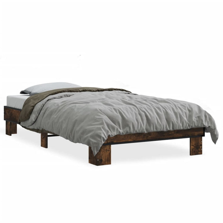sengeramme 75x190 cm konstrueret træ og metal røget eg