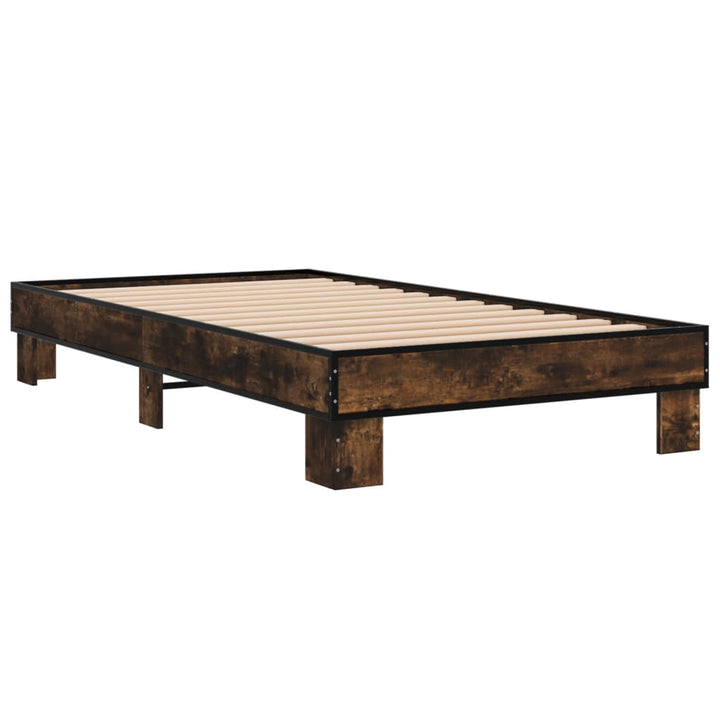 sengeramme 75x190 cm konstrueret træ og metal røget eg