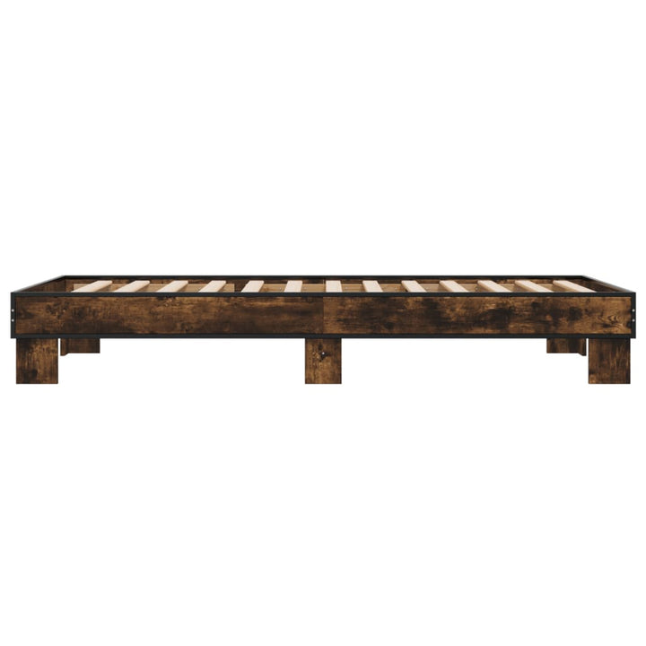 sengeramme 75x190 cm konstrueret træ og metal røget eg