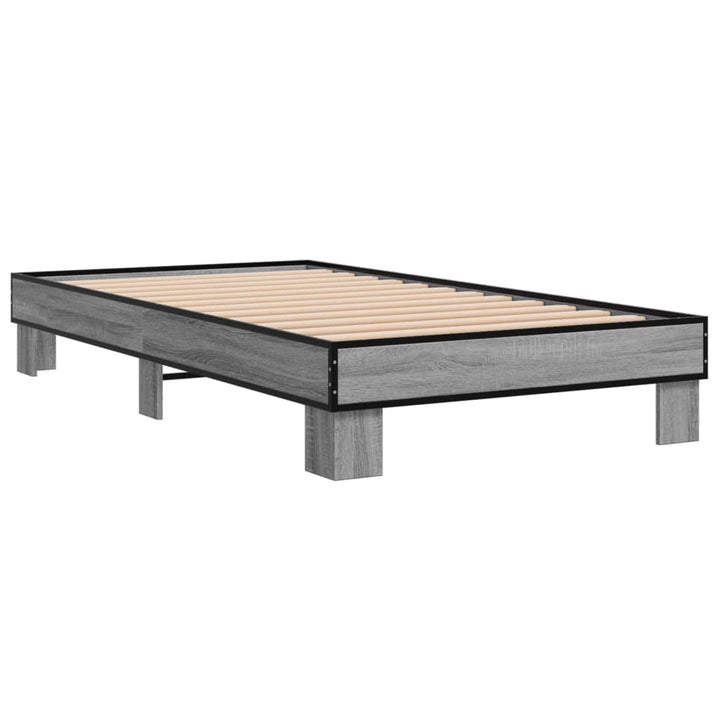 sengeramme 75x190 cm konstrueret træ og metal grå sonoma-eg