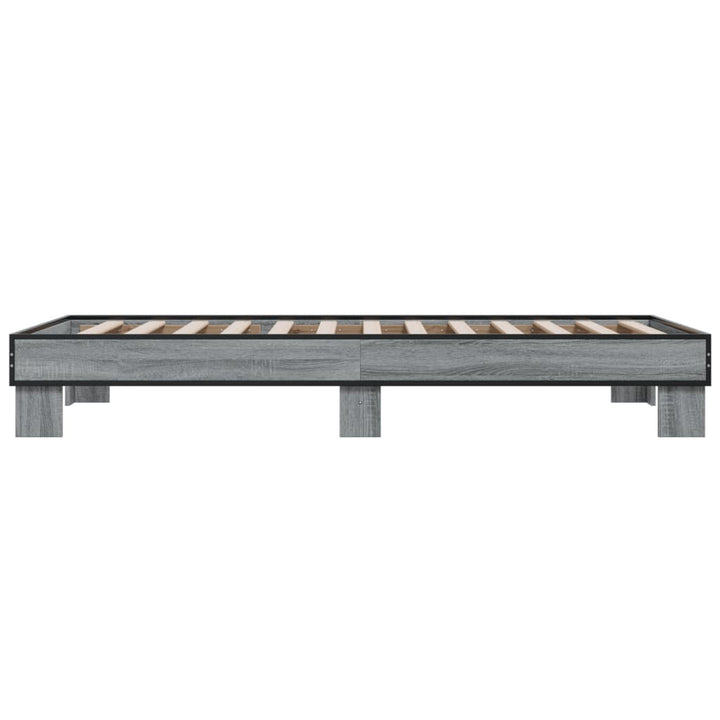 sengeramme 75x190 cm konstrueret træ og metal grå sonoma-eg