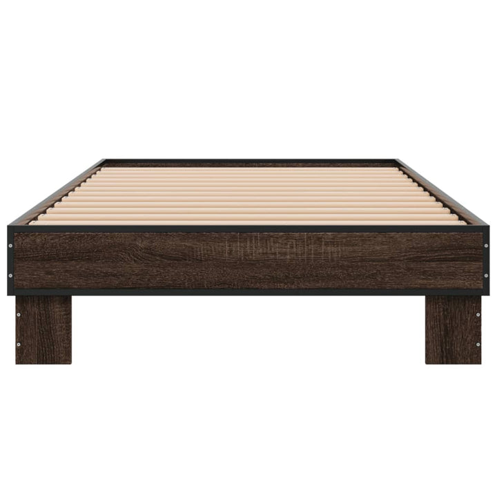 sengeramme 75x190 cm konstrueret træ og metal brun egetræsfarve