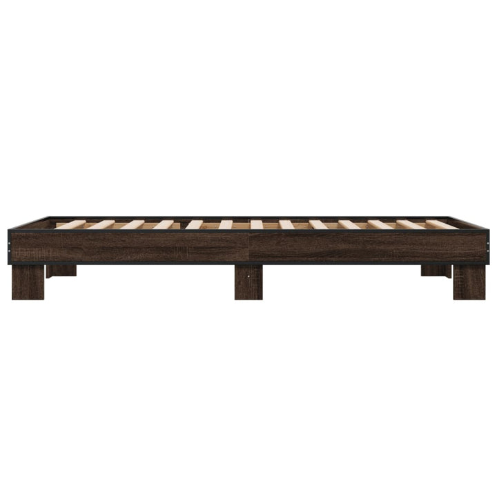 sengeramme 75x190 cm konstrueret træ og metal brun egetræsfarve