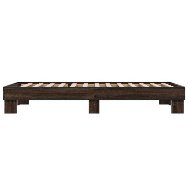 sengeramme 90x190 cm konstrueret træ og metal brun egetræsfarve