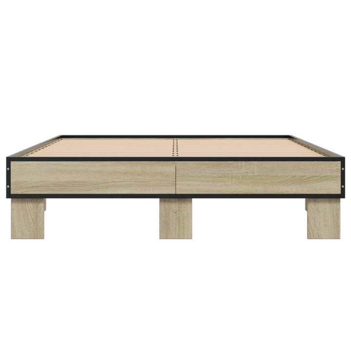 sengestel 120x190 cm konstrueret træ og metal sonoma-eg
