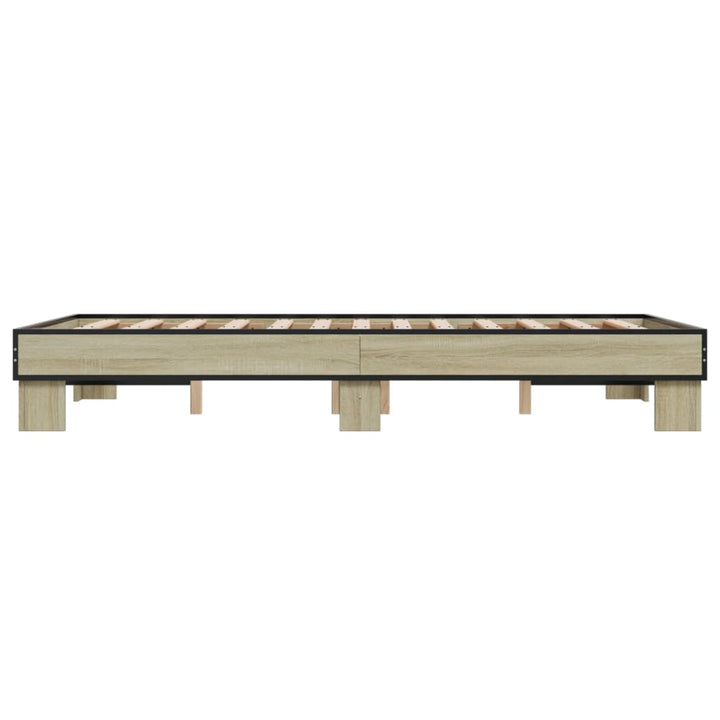 sengestel 120x190 cm konstrueret træ og metal sonoma-eg