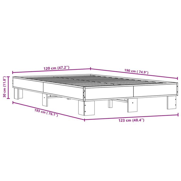 sengestel 120x190 cm konstrueret træ og metal sonoma-eg