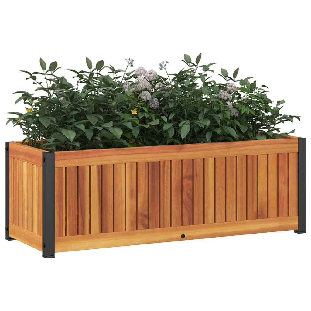 plantekasse 80x30x27,5 cm massivt akacietræ og stål