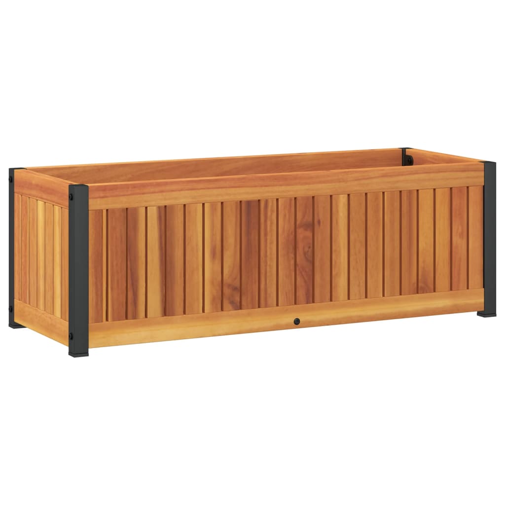 plantekasse 80x30x27,5 cm massivt akacietræ og stål