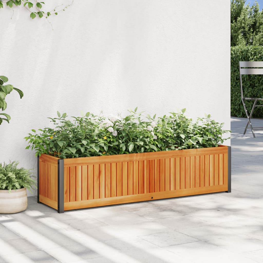 plantekasse 110x30x27,5 cm massivt akacietræ og stål