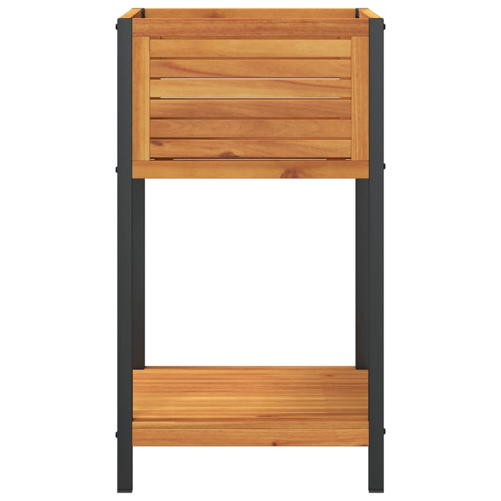 plantekasse med hylde 45x45x80 cm massivt akacietræ og stål