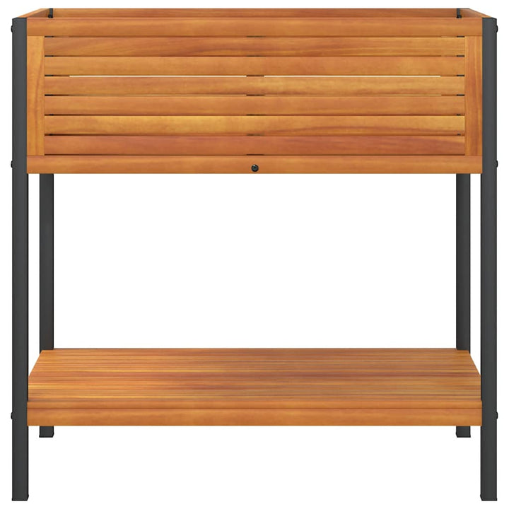 plantekasse med hylde 80x45x80 cm massivt akacietræ og stål
