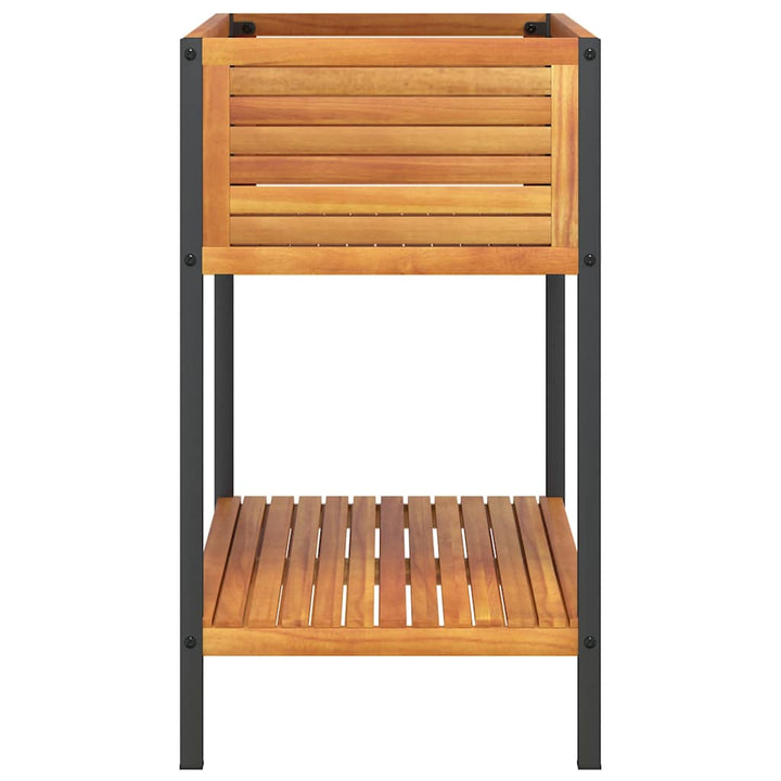 plantekasse med hylde 80x45x80 cm massivt akacietræ og stål