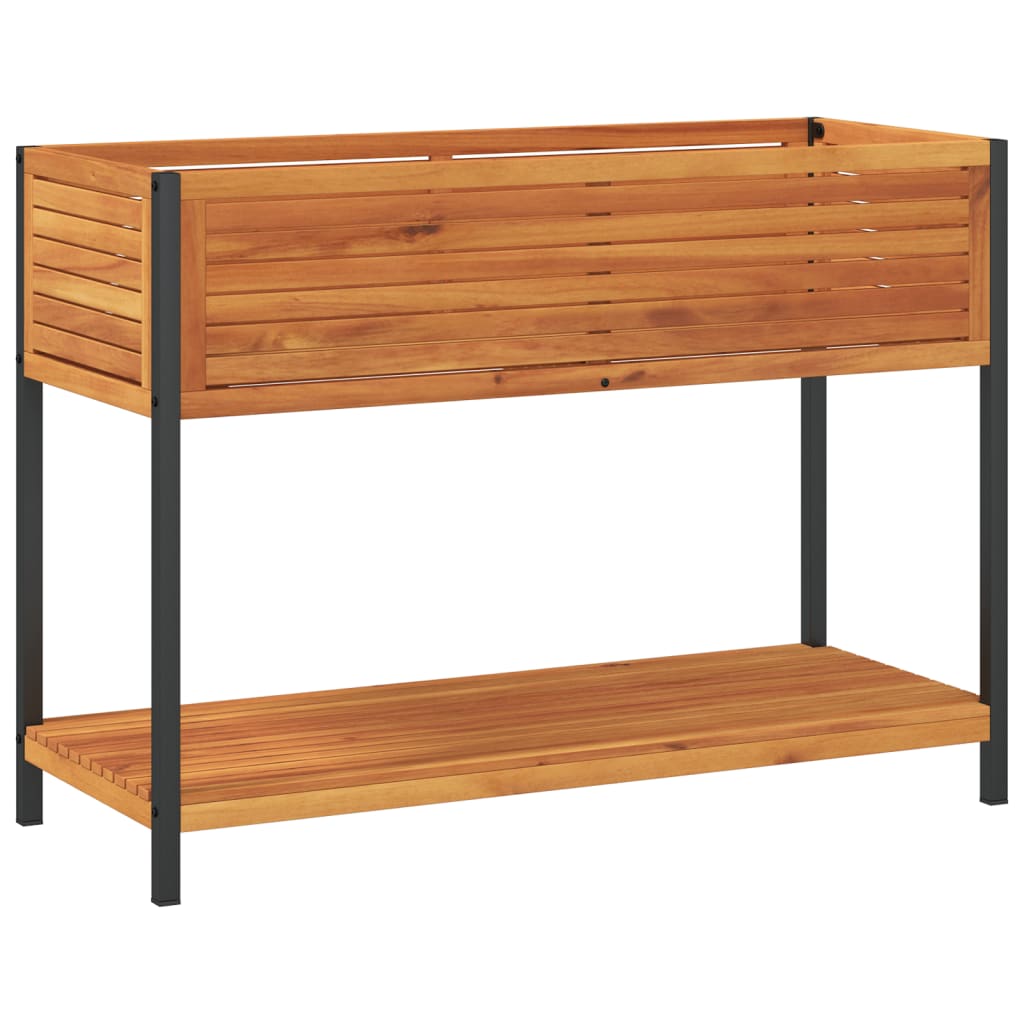 plantekasse med hylde 110x45x80 cm massivt akacietræ og stål