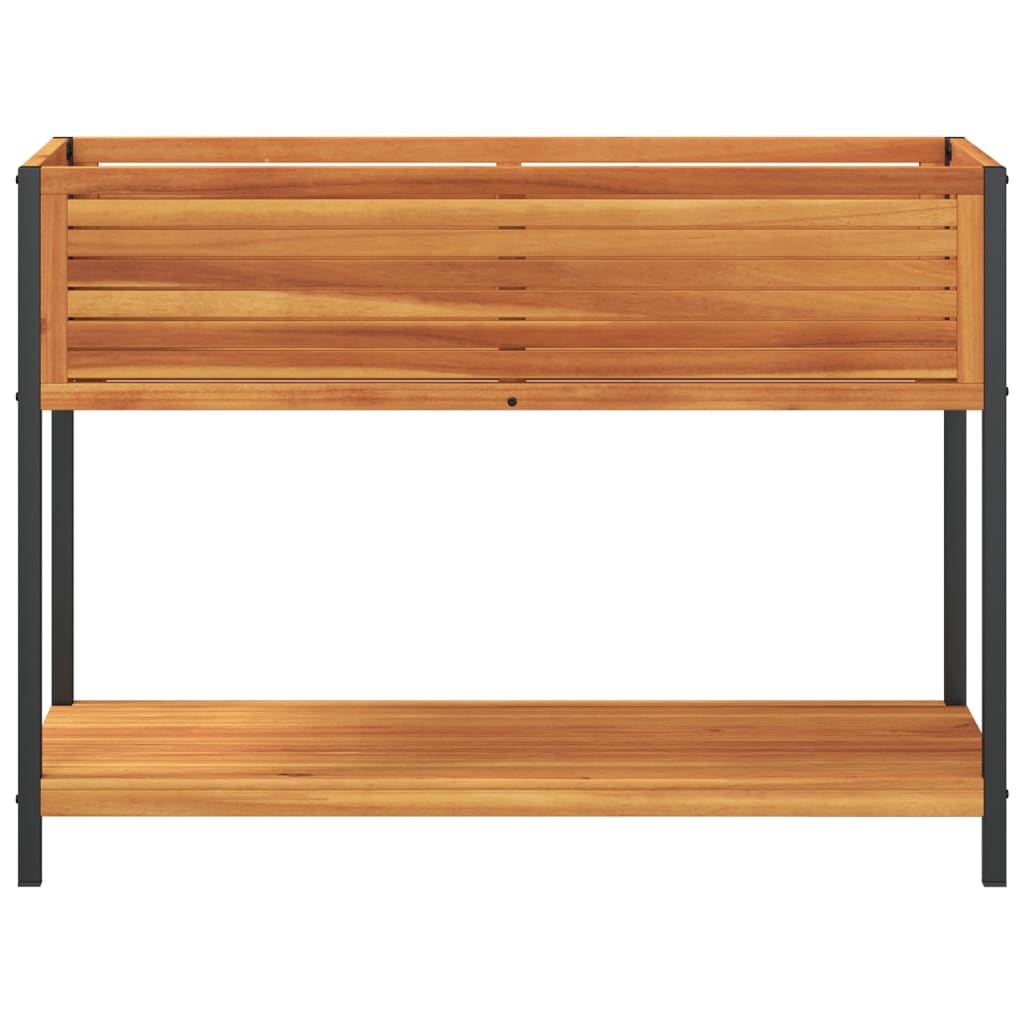 plantekasse med hylde 110x45x80 cm massivt akacietræ og stål