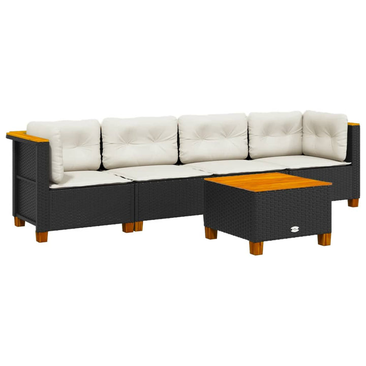 sofasæt til haven 5 dele med hynder polyrattan sort
